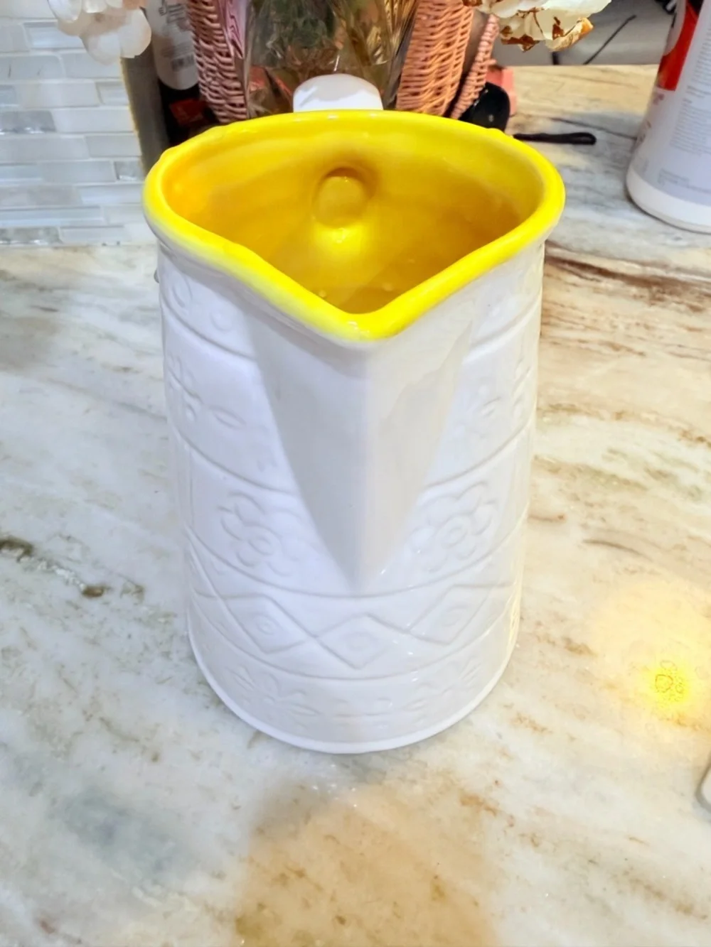 Crate and Barrel Pitcher white vase jar
